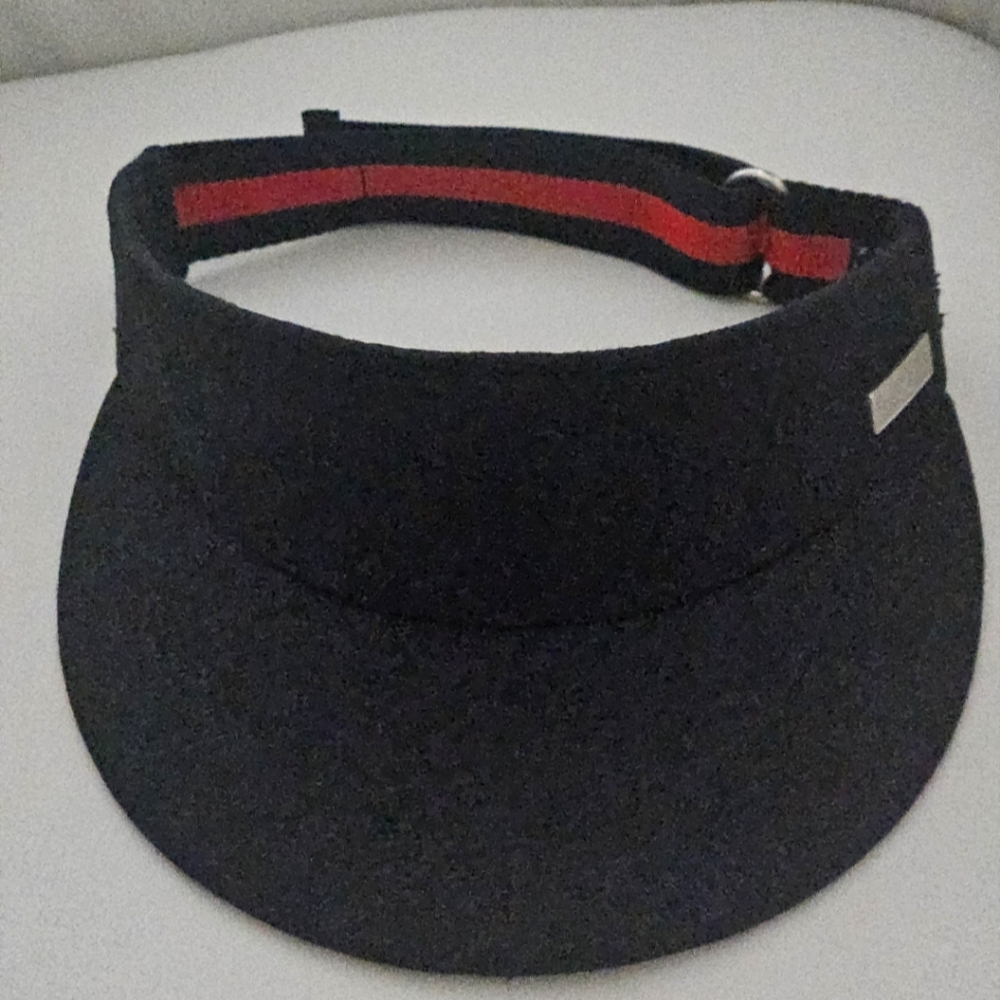 Gucci Black & Red Monogram Logo Visor Unisex Hat Made in Italy